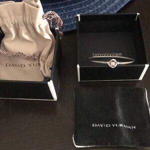David Yurman silver bracelet with diamond chips size small.
